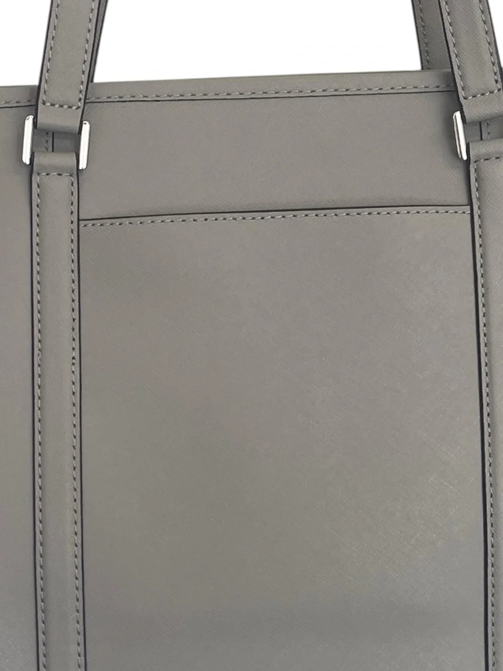 Michael Kors Gray Saffiano Leather Zip Top Tote Shoulder Bag Silver Hardware